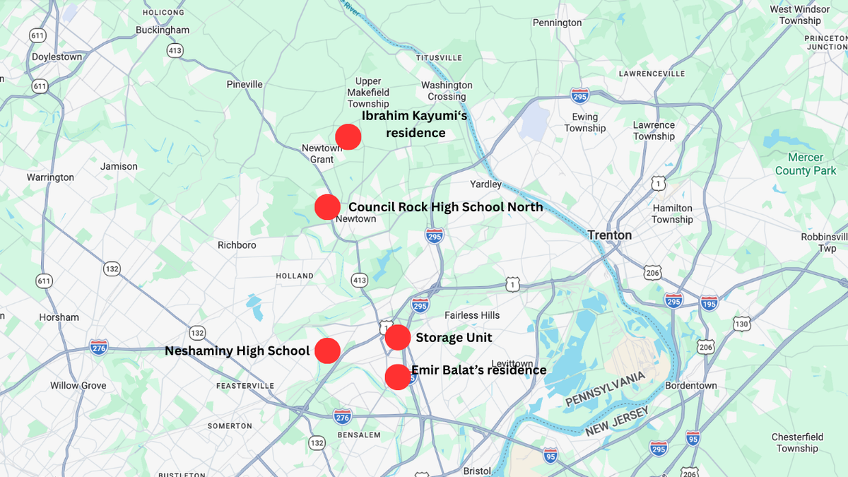 Carte de la Pennsylvanie en ce qui concerne l'émir Balat et Ibrahim Kayumi.
